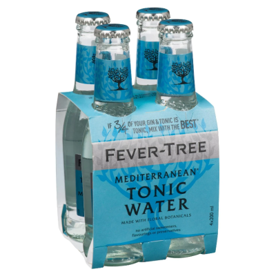 Fever Tree Tonic Waters and Mixers (4-Pack 200 mL Bottles)