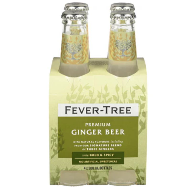 Fever Tree Premium Ginger Beer (4-Pack 200 mL Bottles)