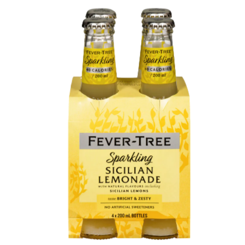 Fever Tree Sparkling Sicilian Lemonade (4-Pack 200 mL Bottles)